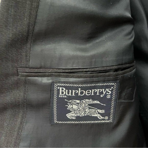 Burberry Vintage Wool Grey Pinstripe Double Breasted Suit Coat Jacket 44R - Picture 5 of 13